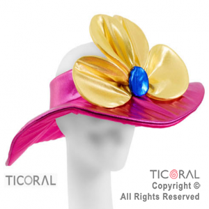 SOMBRERO CAPELINA CON FLOR METAL FUCSIA x 1